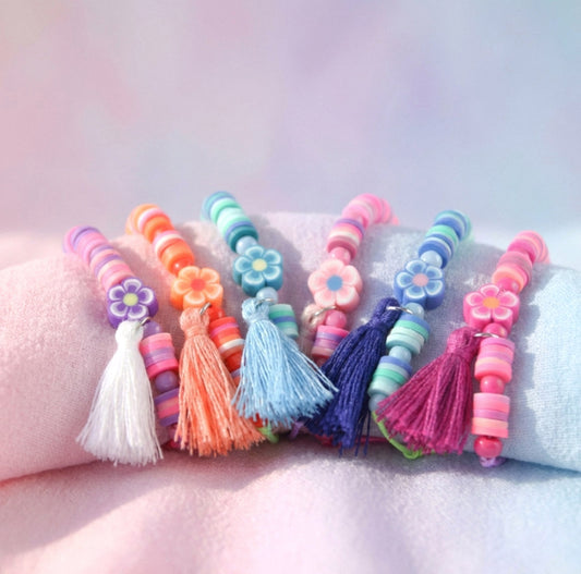 Kinder Blumen Katsuki Armband mit Quaste – Süßes Handgefertigtes Geschenkset