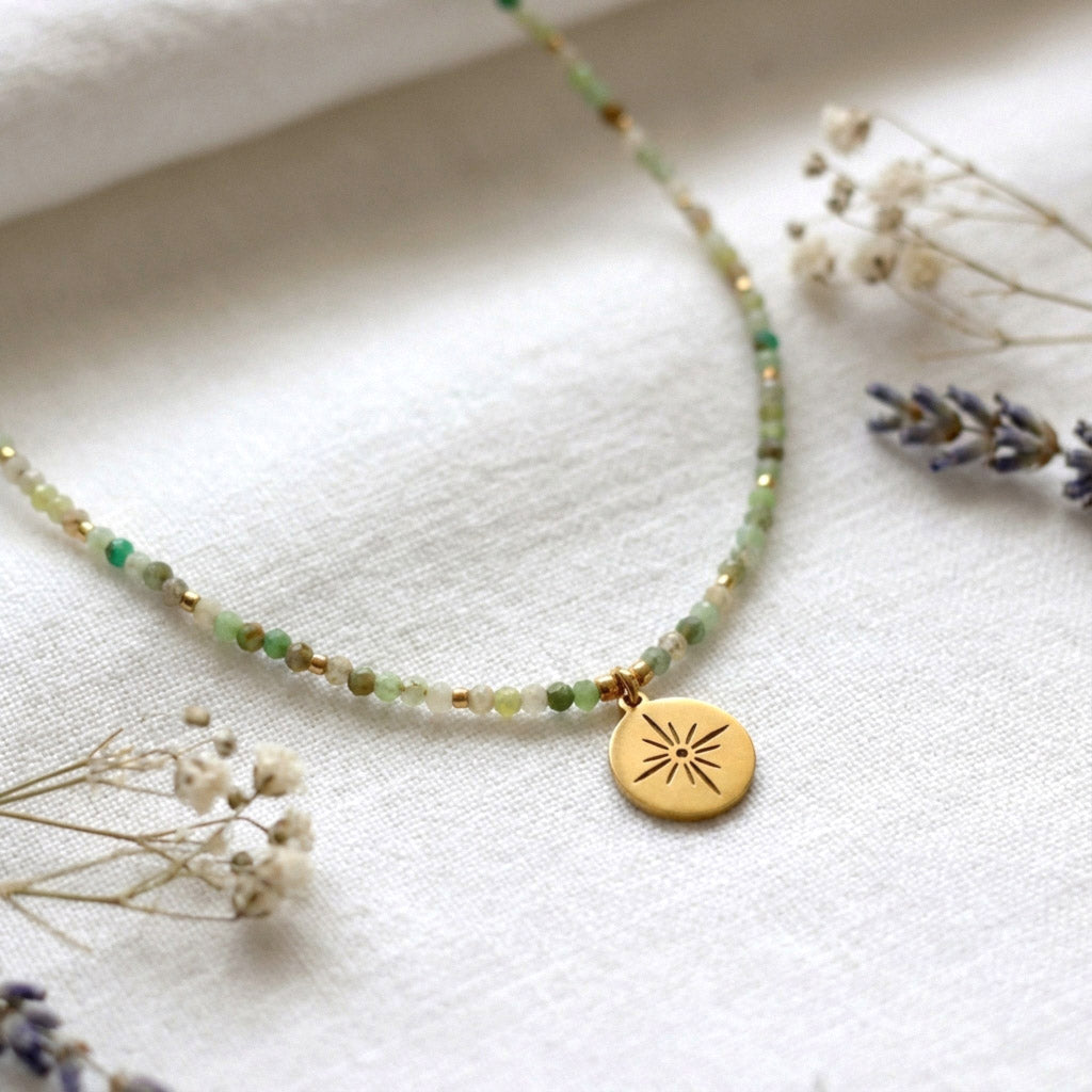 Aventurin Naturstein Choker mit Anhänger – Handgefertigt