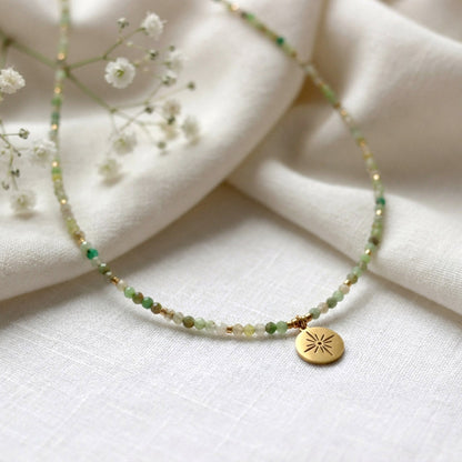 Aventurin Naturstein Choker mit Anhänger – Handgefertigt