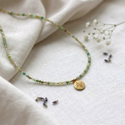 Aventurin Naturstein Choker mit Anhänger – Handgefertigt