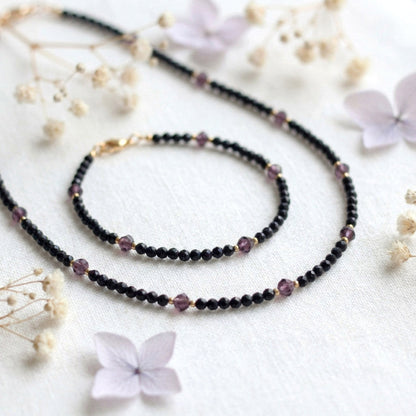 Blauer Sternenstein – Choker & Armband Set mit Goldakzenten