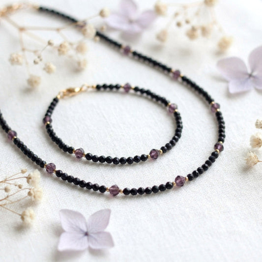 Blauer Sternenstein – Choker & Armband Set mit Goldakzenten