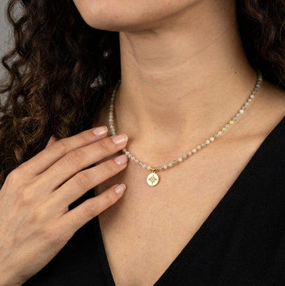 Morganit Naturstein Schmuckset – Perlenkette & Armband | Handgefertigt