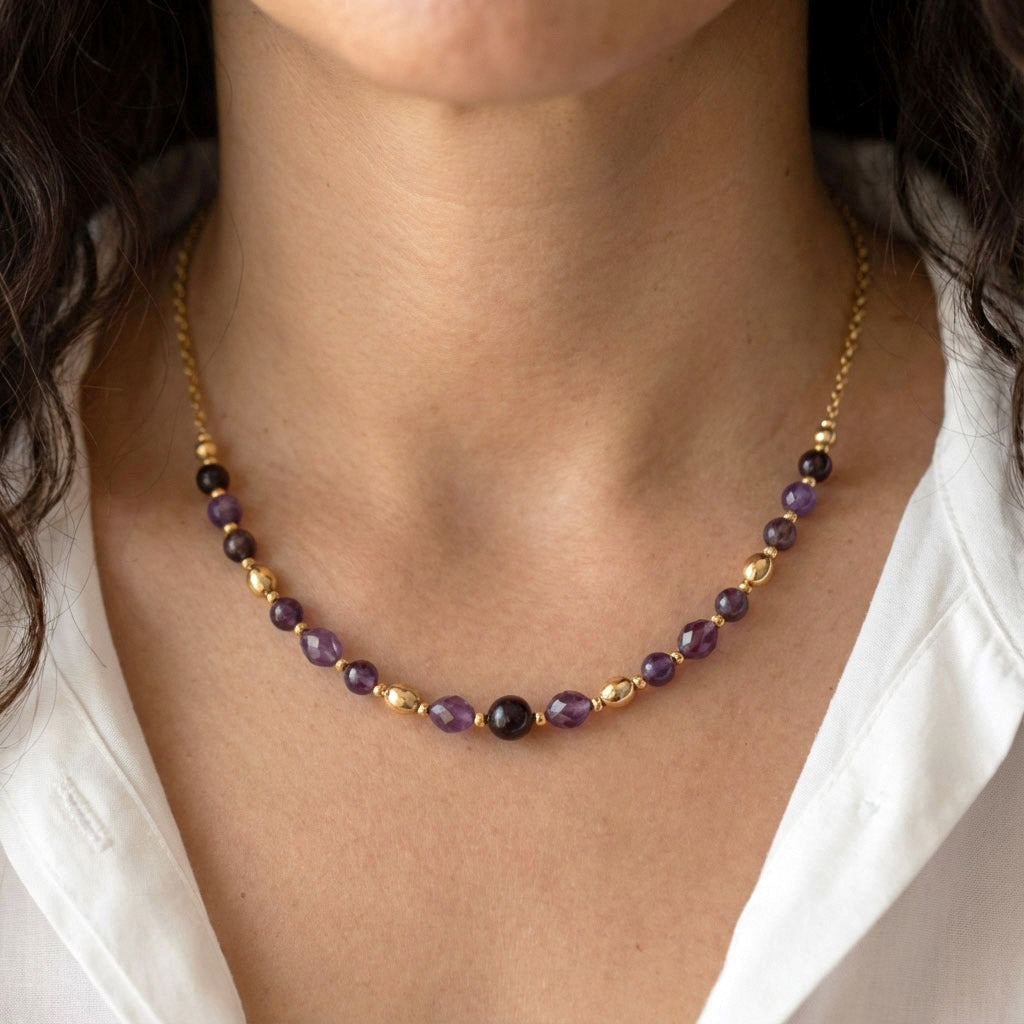 Amethyst Perlenkette – Naturstein für Ruhe, Klarheit & Inspiration