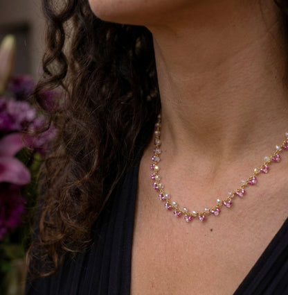 Rosa Perlen Halskette – Handgefertigt