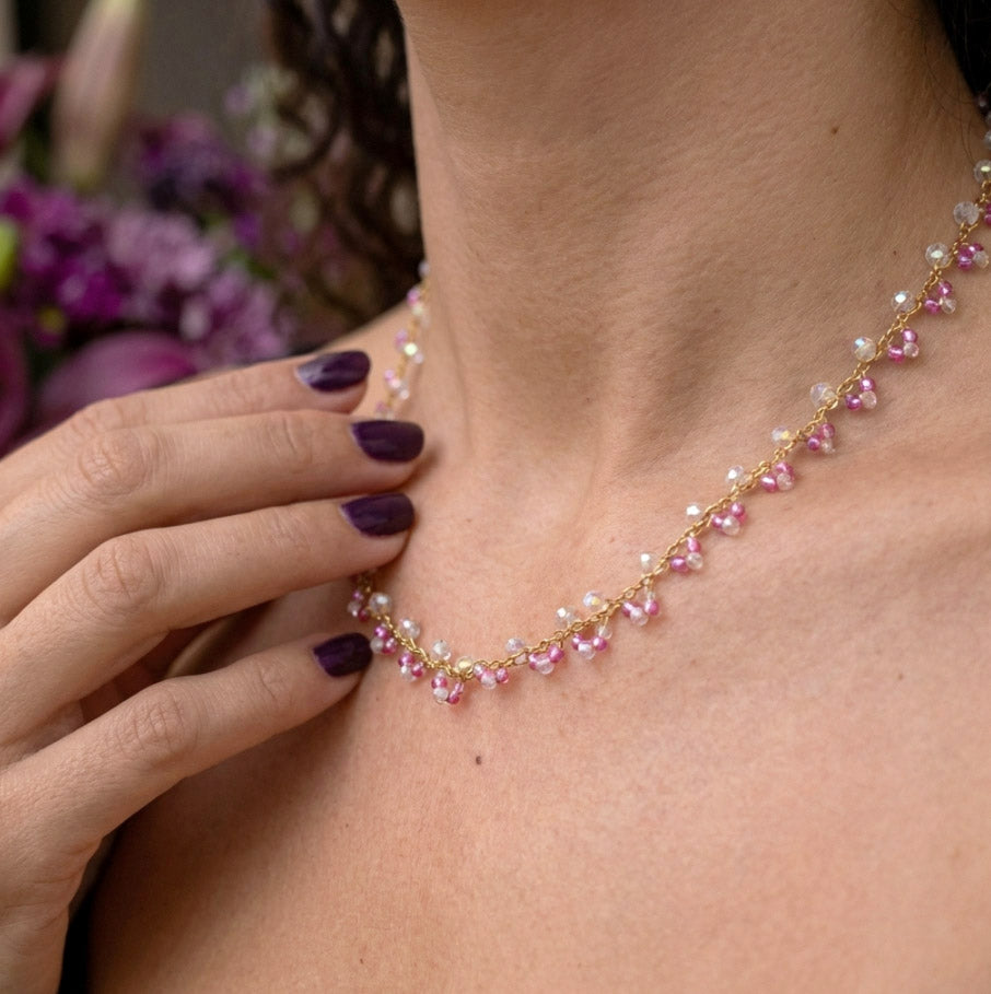Rosa Perlen Halskette – Handgefertigt