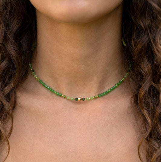 Grünes Kristall & Malachit Perlen Schmuckset – Handgefertigt