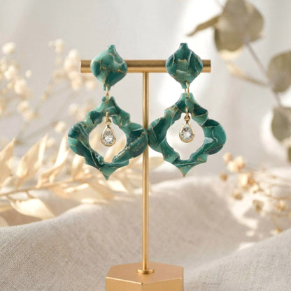 Grün Gold Naturstein-Marmor Ohrringe – Kollektion Verdi Lapponia | Handgefertigt