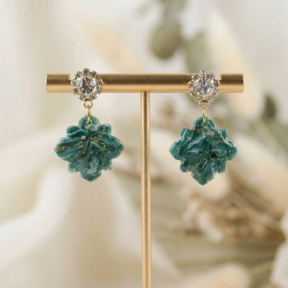 Grün Gold Naturstein-Marmor Ohrringe – Kollektion Verdi Lapponia | Handgefertigt