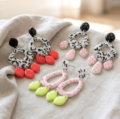 Leo Point Neon – Handgefertigte Statement Polymer Clay Ohrringe