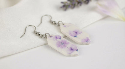 Florale Hängeohrringe – Kollektion Mauveline | Polymer Clay Statement Schmuck