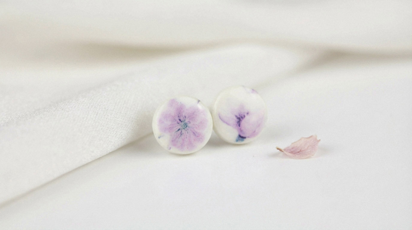 Florale Hängeohrringe – Kollektion Mauveline | Polymer Clay Statement Schmuck