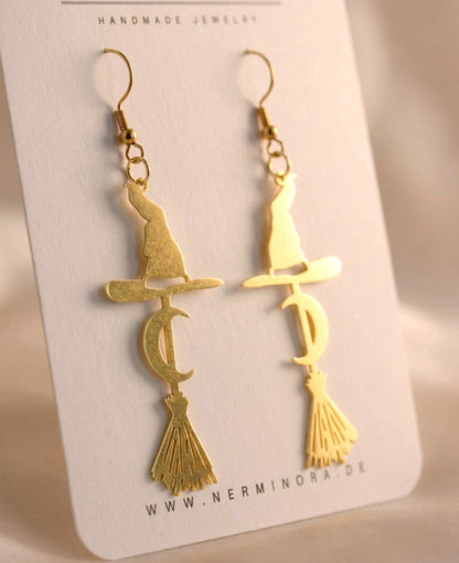 Moonwitch – Goldene Hexen Ohrringe – Handgemachte Statement Ohrringe