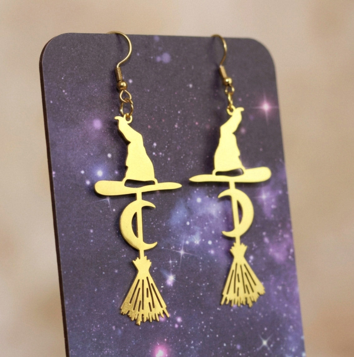 Moonwitch – Goldene Hexen Ohrringe – Handgemachte Statement Ohrringe