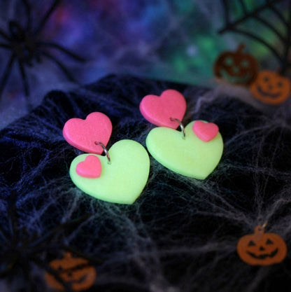 Glow Herz Ohrringe – Leuchtende Herz-Statement Ohrringe | Halloween Edition