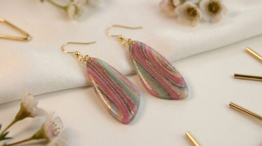 Elegante Polymer Clay Ohrringe – Kollektion Gilded Marble