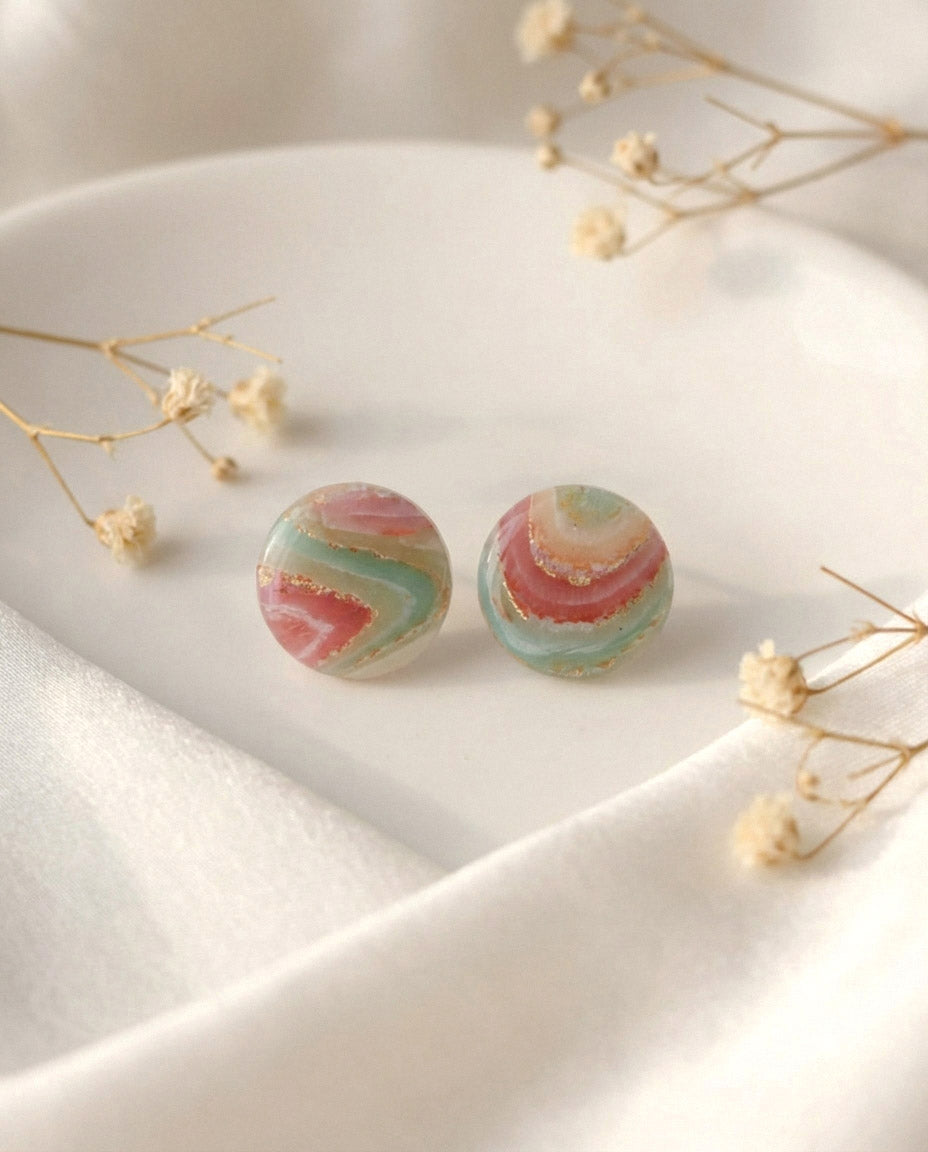 Elegante Polymer Clay Ohrringe – Kollektion Gilded Marble