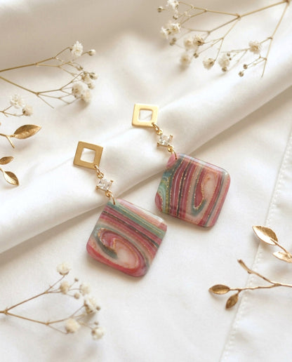Elegante Polymer Clay Ohrringe – Kollektion Gilded Marble