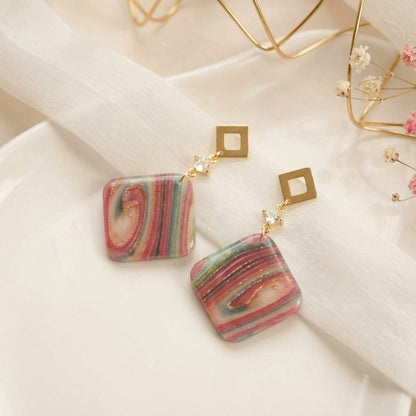 Elegante Polymer Clay Ohrringe – Kollektion Gilded Marble