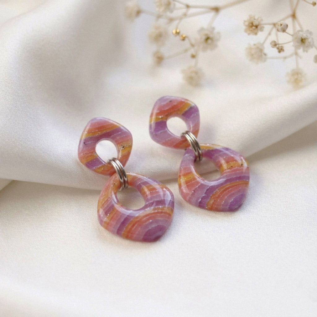 Sonnenuntergang Polymer Clay Ohrringe – Kollektion Mystic Sunset