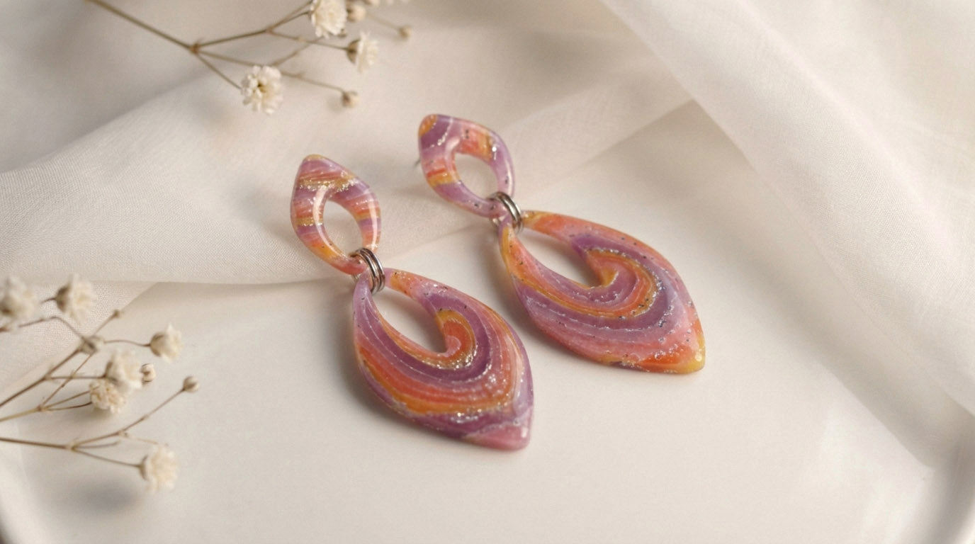 Sonnenuntergang Polymer Clay Ohrringe – Kollektion Mystic Sunset