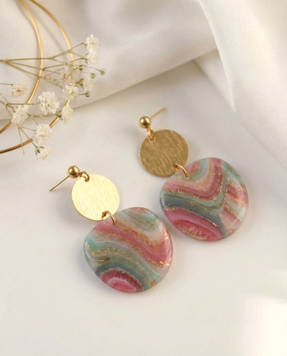 Elegante Polymer Clay Ohrringe – Kollektion Gilded Marble