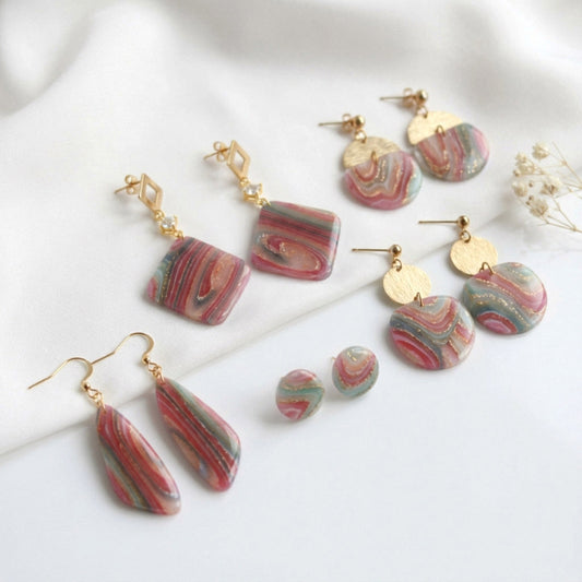Elegante Polymer Clay Ohrringe – Kollektion Gilded Marble