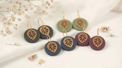 Polymer Clay Ohrringe mit Goldblatt – Statement Ohrringe | Kollektion Marlen