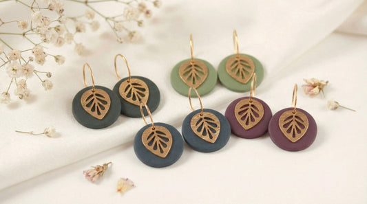 Polymer Clay Ohrringe mit Goldblatt – Statement Ohrringe | Kollektion Marlen