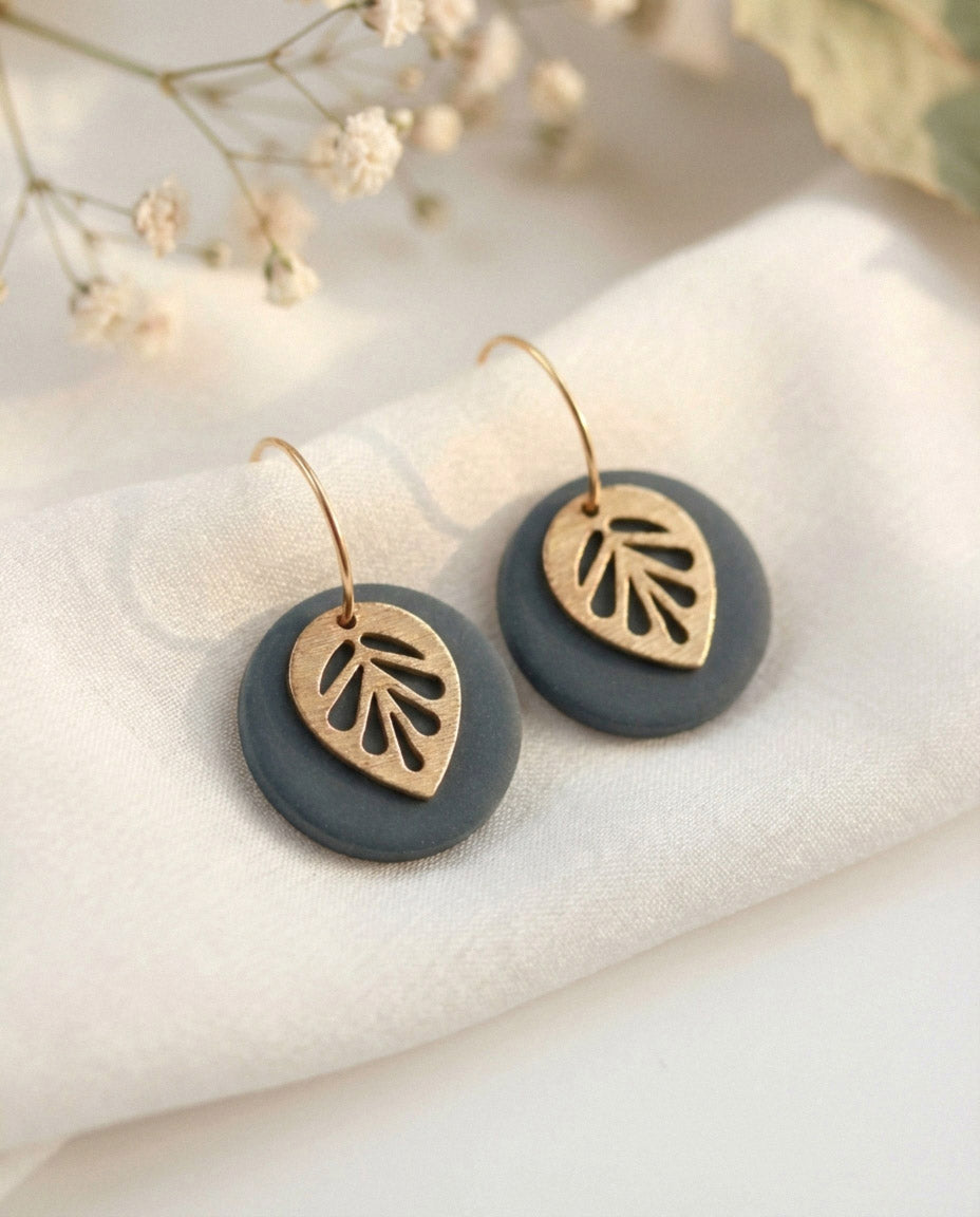 Polymer Clay Ohrringe mit Goldblatt – Statement Ohrringe | Kollektion Marlen