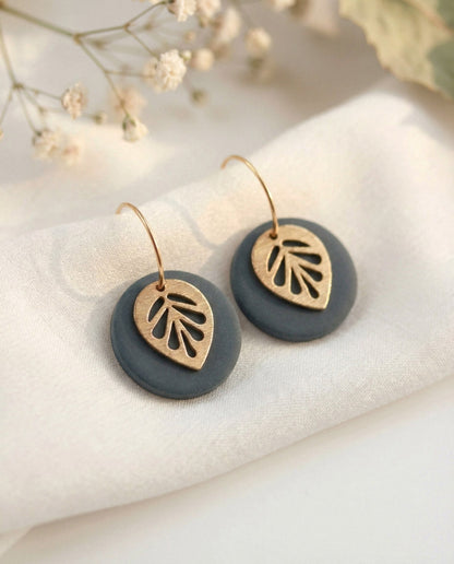 Polymer Clay Ohrringe mit Goldblatt – Statement Ohrringe | Kollektion Marlen
