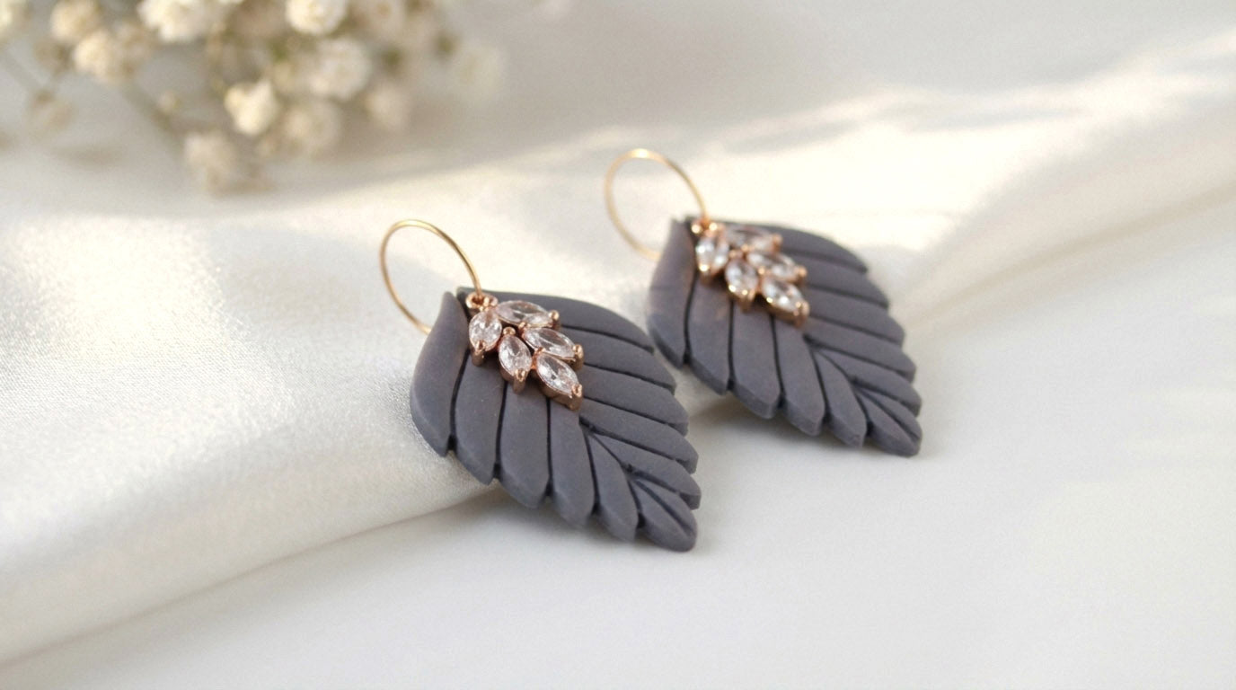 Große Herbst Blatt Ohrringe – Polymer Clay Statement Ohrringe | Dewlight Kollektion