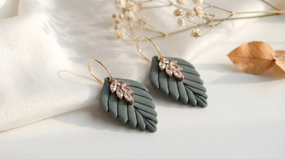 Große Herbst Blatt Ohrringe – Polymer Clay Statement Ohrringe | Dewlight Kollektion
