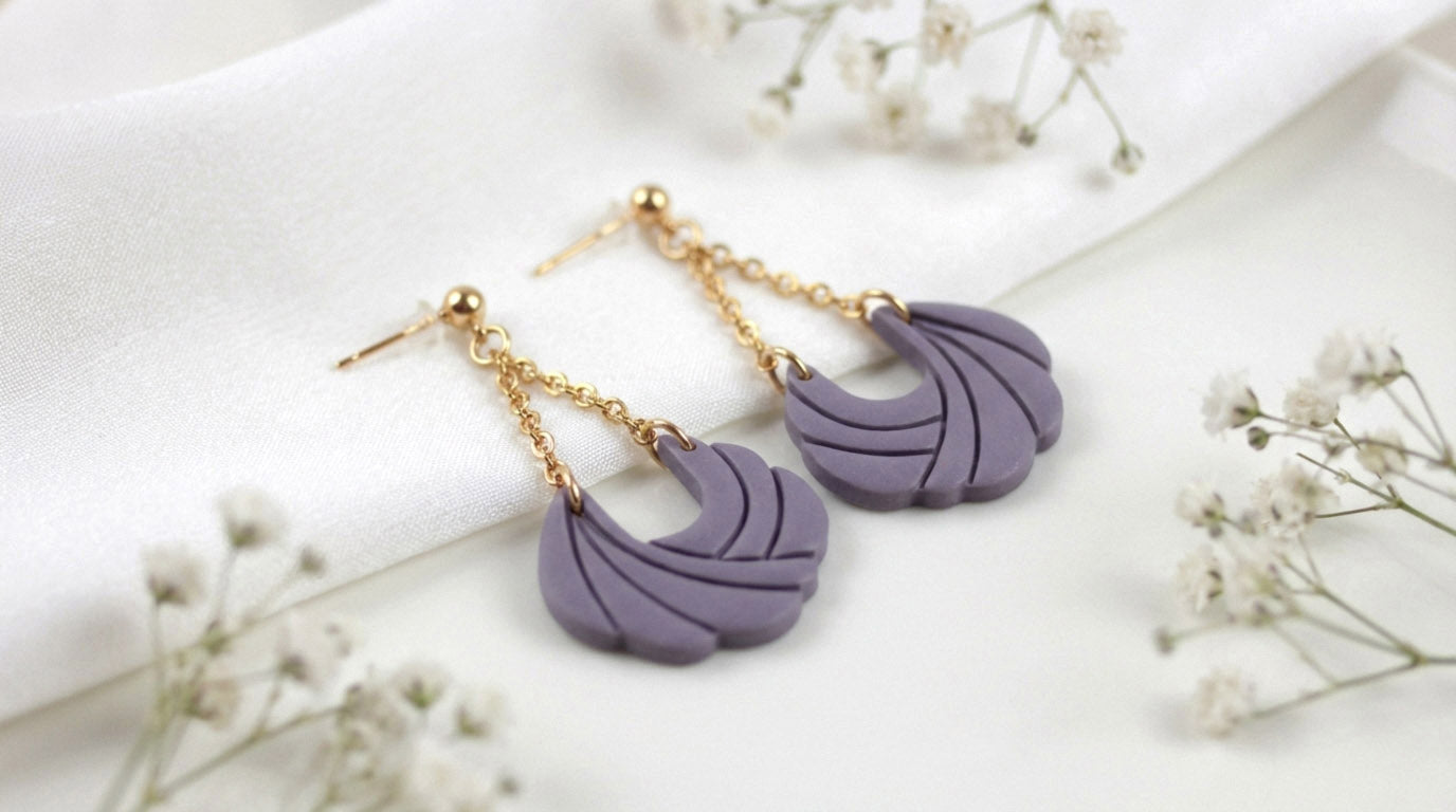 Polymer Clay Ohrringe mit Kette – Statement Hängeohrringe | Dewlight Kollektion
