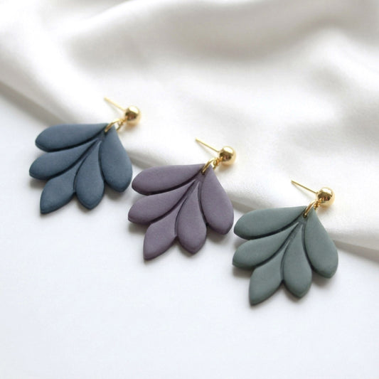 Große Blatt Polymer Clay Ohrringe – Kollektion Dewlight
