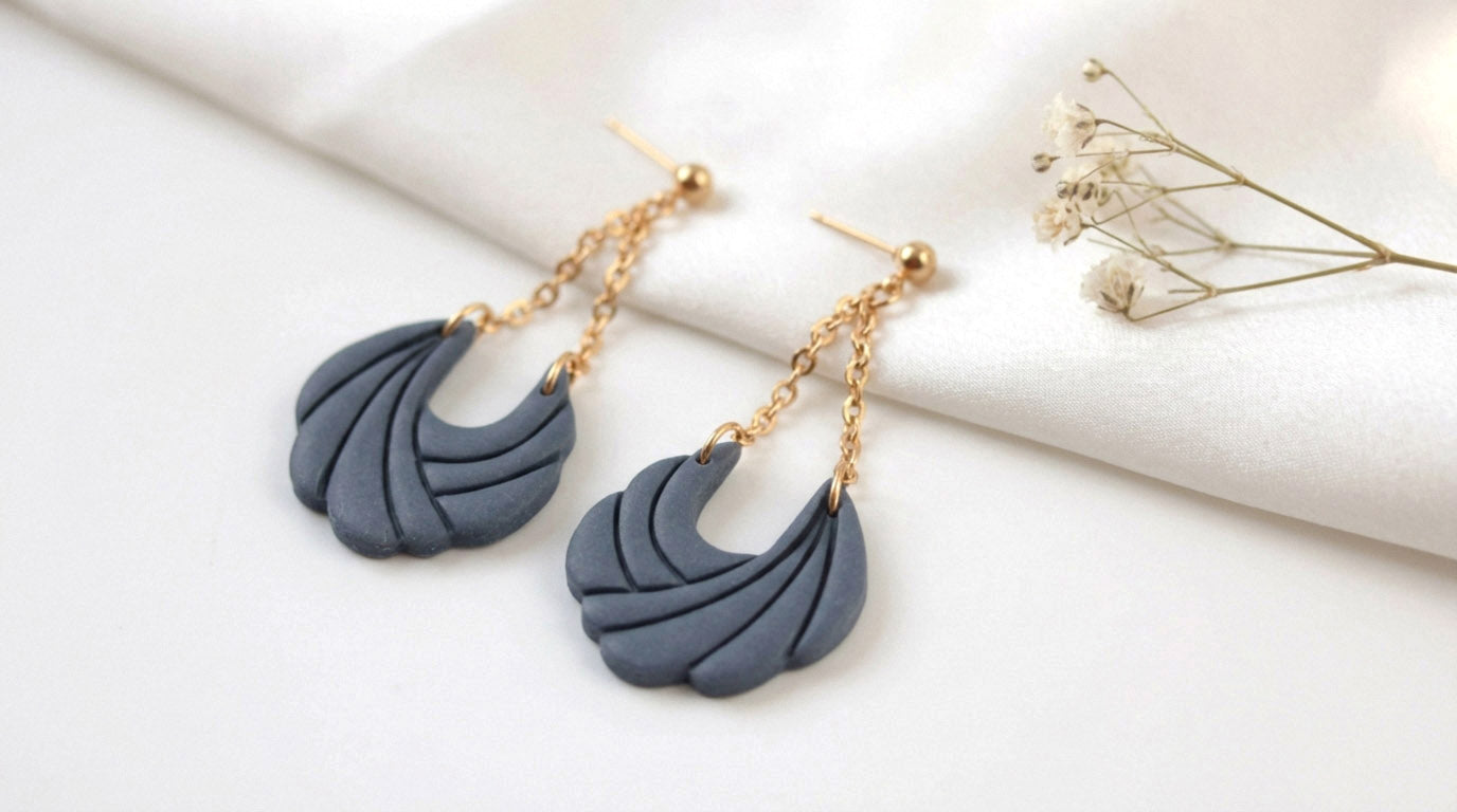 Polymer Clay Ohrringe mit Kette – Statement Hängeohrringe | Dewlight Kollektion