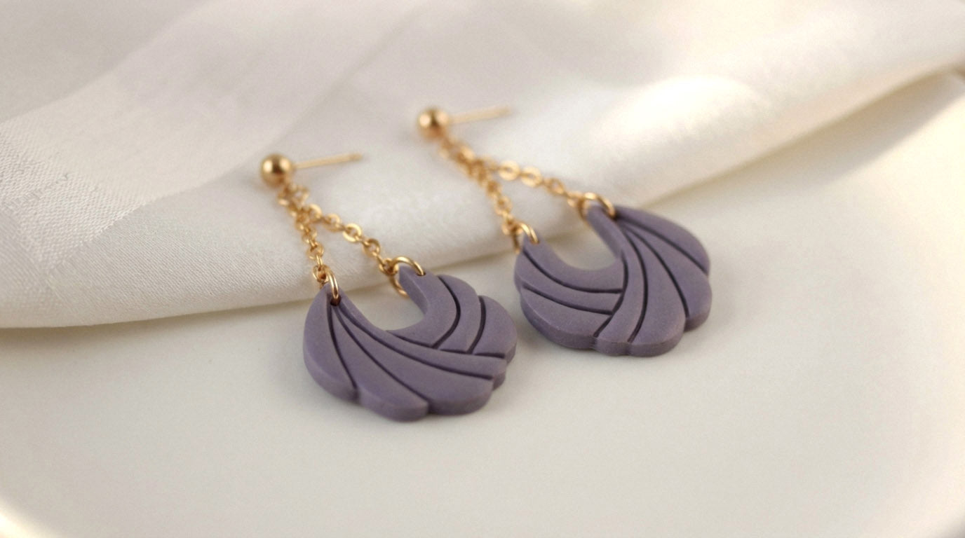 Polymer Clay Ohrringe mit Kette – Statement Hängeohrringe | Dewlight Kollektion
