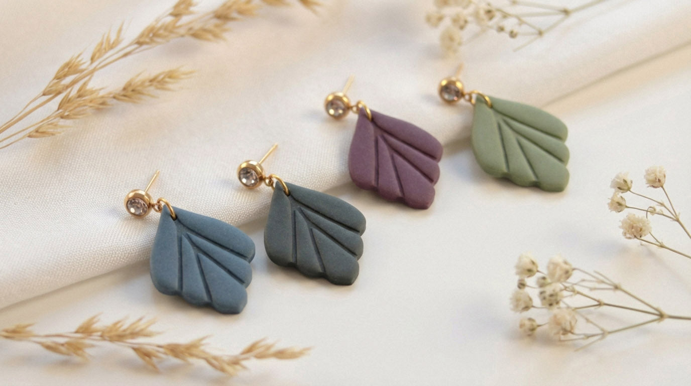 Kleine Blatt Ohrringe – Polymer Clay Statement Ohrringe | Kollektion Marlen