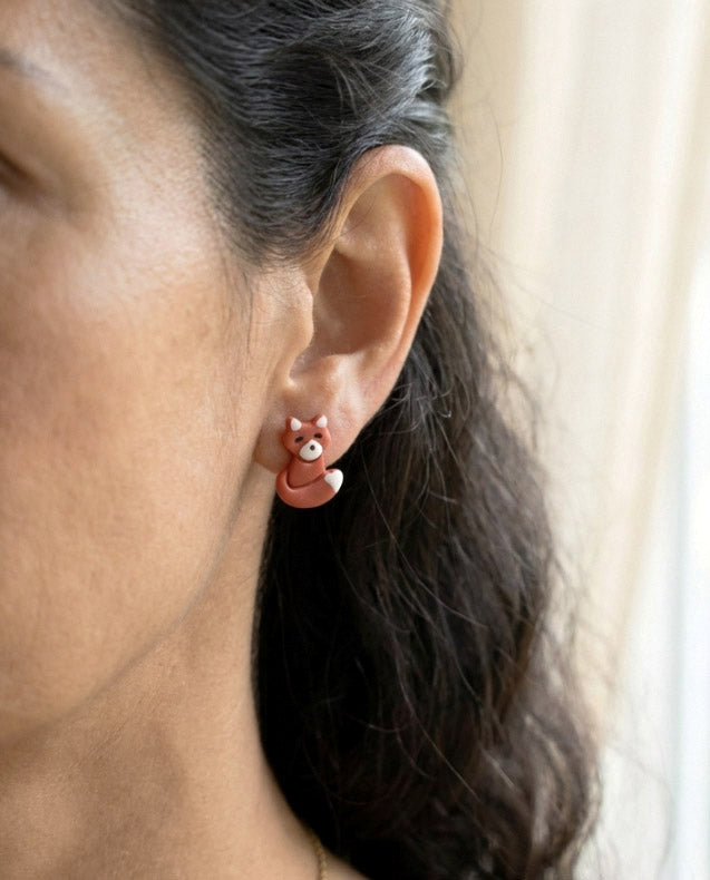 Fuchs Ohrstecker – Handgefertigte Polymer Clay Tierohrringe