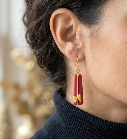 Lange Geschenk Ohrringe – Handgefertigte Polymer Clay Statement Ohrringe - Weihnachten