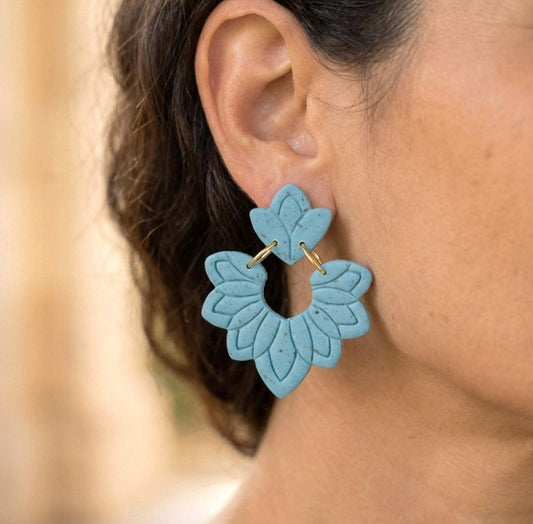 Türkise Oriental Boho Ohrringe – Handgefertigte Polymer Clay Statement Ohrringe