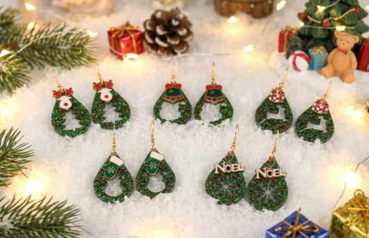 Grüne Weihnachts Harz Ohrringe – Handgemachte Statement Ohrhänger
