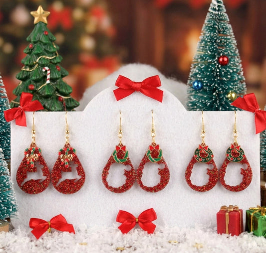Rote Weihnachts Ohrringe mit Anhänger – Handgefertigte Harzschmuck