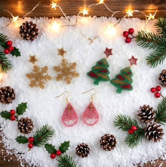 Weihnachtliche Harz Ohrringe – Handgefertigte Statement Ohrringe