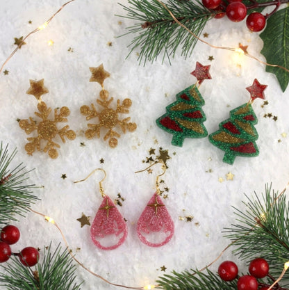 Weihnachtliche Harz Ohrringe – Handgefertigte Statement Ohrringe