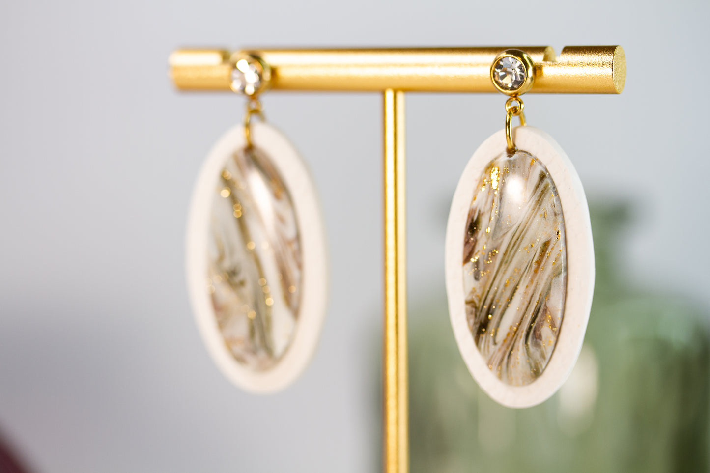 Ohrringe – Oval Marble – Ivory Mocha Collection