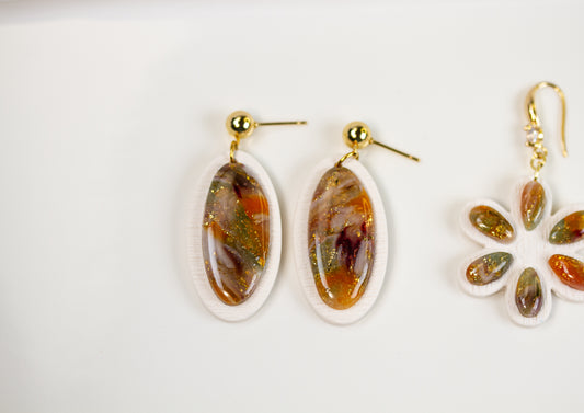 Ohrringe – Oval Marble – Amber Bloom Collection