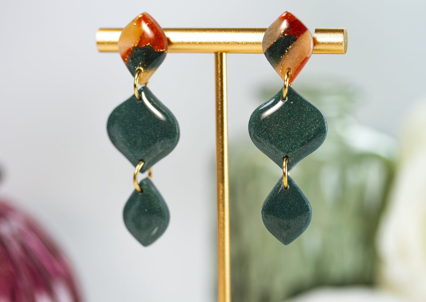 Statement Ohrringe – Dangle 3-teilig – Amber Bloom Collection