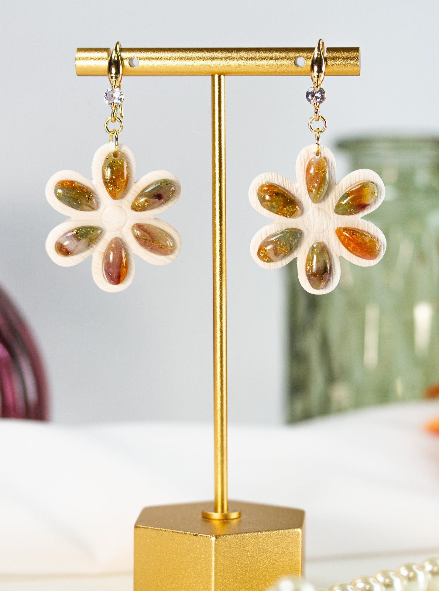 Ohrringe – Daisy Flower – Amber Bloom Collection