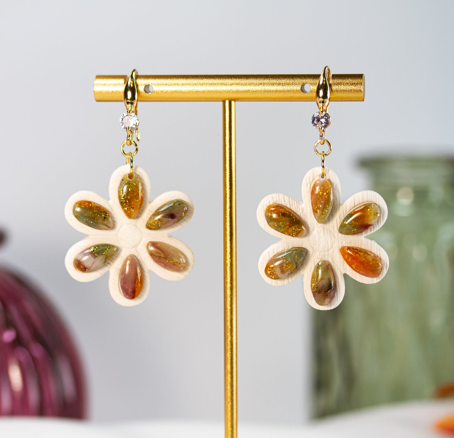 Ohrringe – Daisy Flower – Amber Bloom Collection